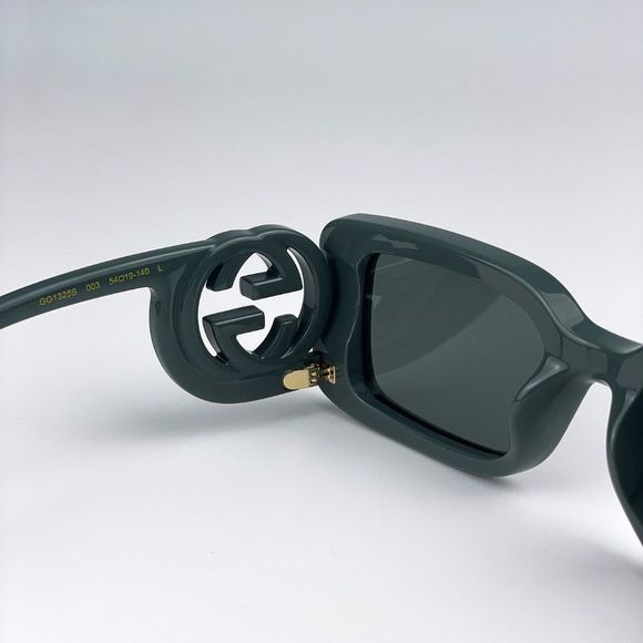 Gucci GG1325S 003 Sunglasses Grey Smoke Grey Rectangle Women main image 9